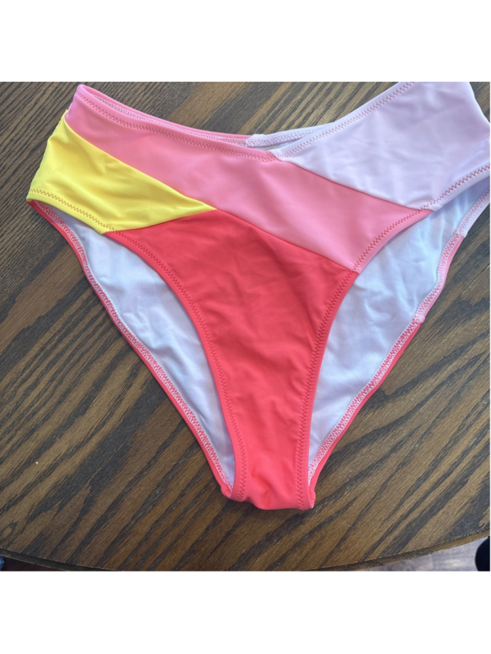 NEW POPVIL Bikini Swim Bottoms S Small Pink Yellow Orange high cut